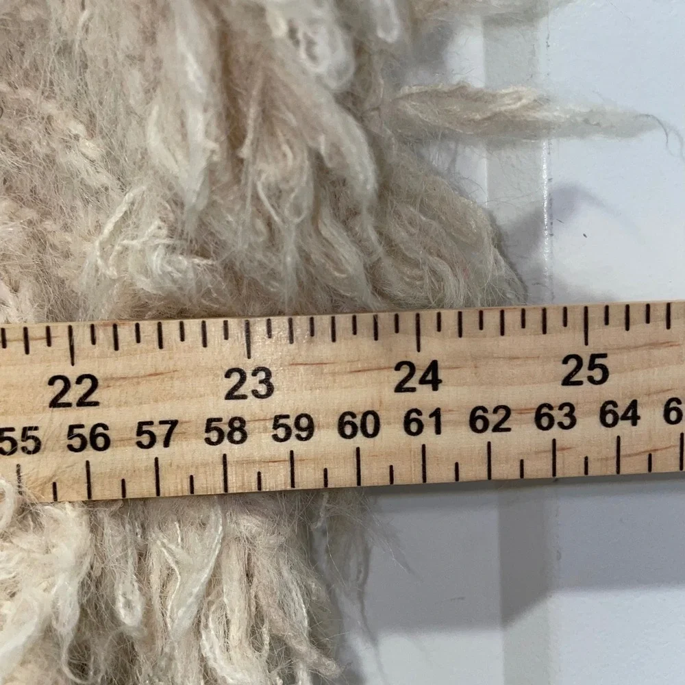 Anthropologie Shaggy Knit Cardigan Vest Shawl Collar Wool Blend Beige‎ XS/S